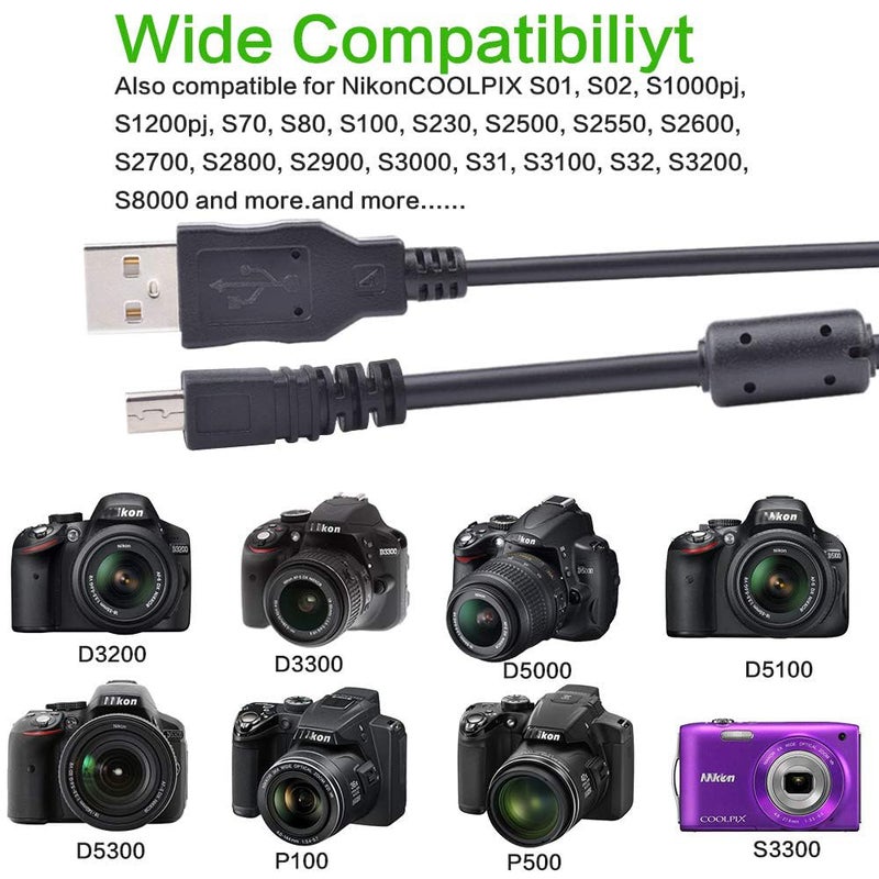Toeasor Replacement UC-E6 USB Cable Camera Date Transfer Charger Cord Compatible with Nikon Digital Camera SLR DSLR D3200 D3300 D750 D5300 D7200 Coolpix L340 L32 A10 P520 P510 P500 S9200 S6300 & More - Image 4